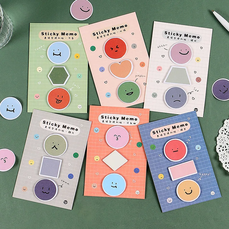6 шт Мини уход за кожей лица Цвет адгезивные блокнот милый эмоции для заметок на