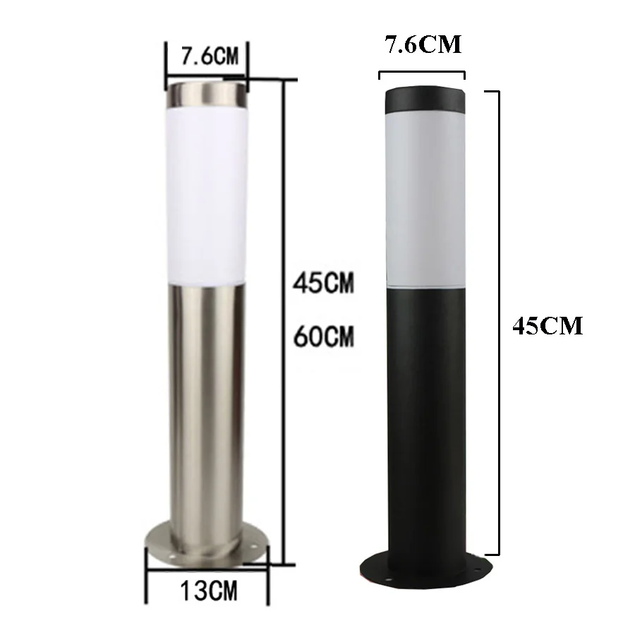 

BEIAIDI Outdoor Stainless Steel Garden Lawn Light Waterproof Villa Landscape Street Light Community Road Pathway Pillar Light