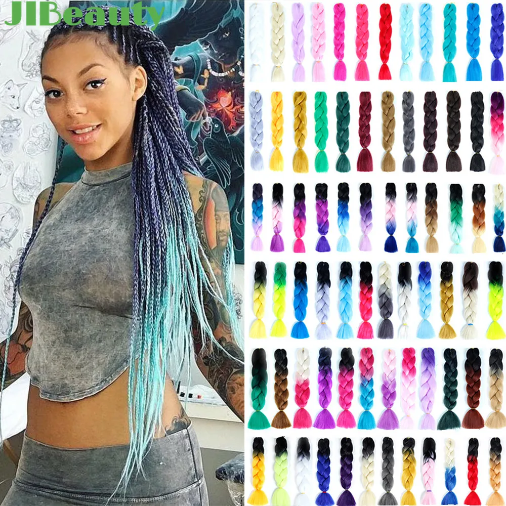 QIANJI Джамбо косы длинные радужной расцветки синтетические плетеные волосы желтый