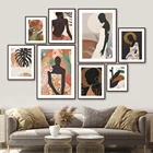 Абстрактный женский леопардовый лист, иллюстрация, настенная живопись на холсте, скандинавские постеры и принты, настенные картинки для декора гостиной