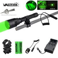 t6 10000lm zoomable led weapon light tactical green underbarrel hunting flashlightrifle scope mountremote switch18650charger