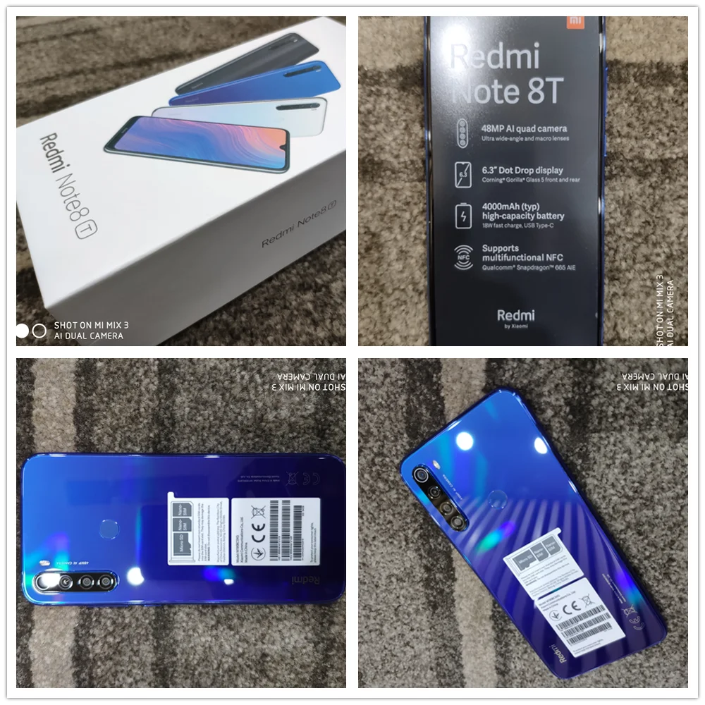 Xiaomi Redmi Note 8 T глобальная версия 3 ГБ 32 смартфон 48MP AI quad камера Snapdragon 665 NFC 4000 мАч 18 Вт