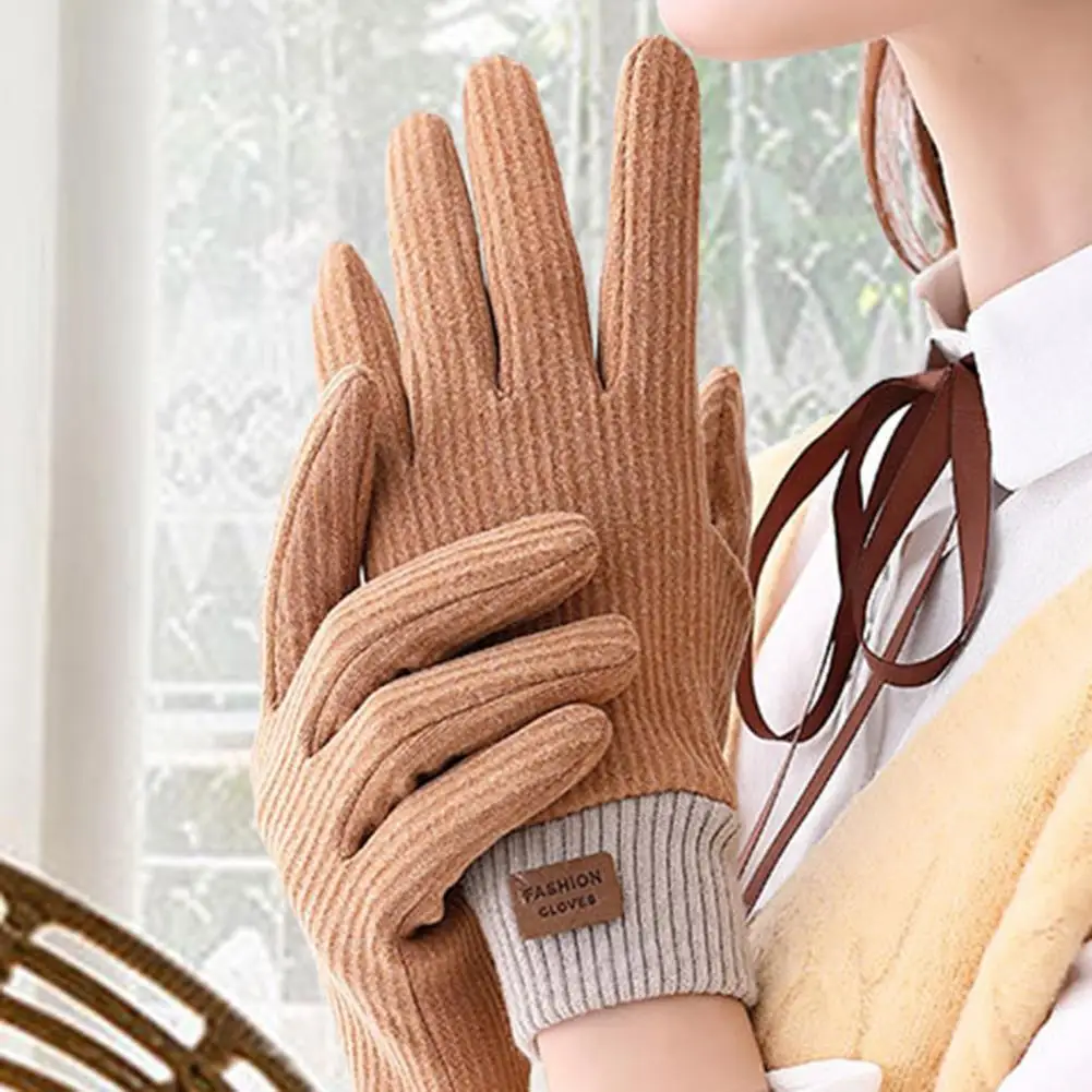 

Sports Gloves Wear-resistant Full Finger Gloves Autumn Winter Soft Stylish Ribbing Opening Windproof Gloves