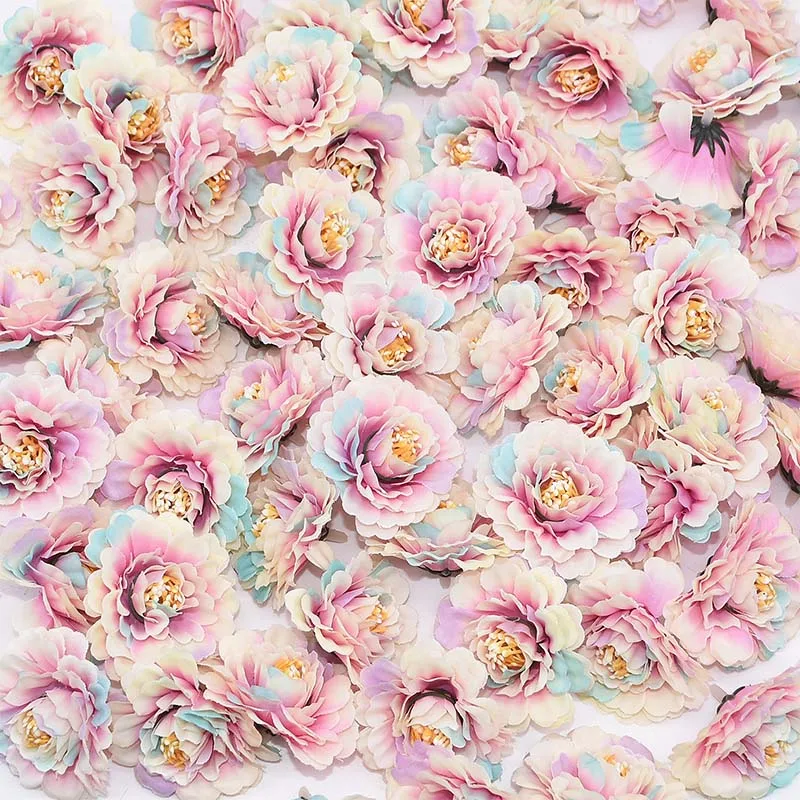 20 штук искусственные головки цветов шелковые хризантемы пиона для дома и сада