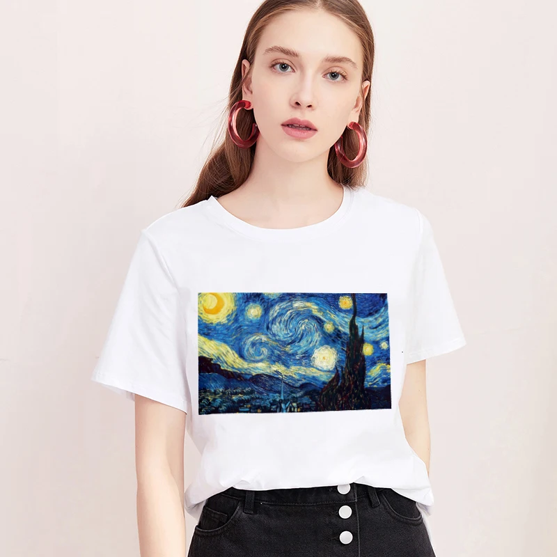 

Mona Lisa T shirt Women spoof personality fashion Tshirt summer 2019 Harajuku aesthetics Short Sleeve White Tops Female T-shirt