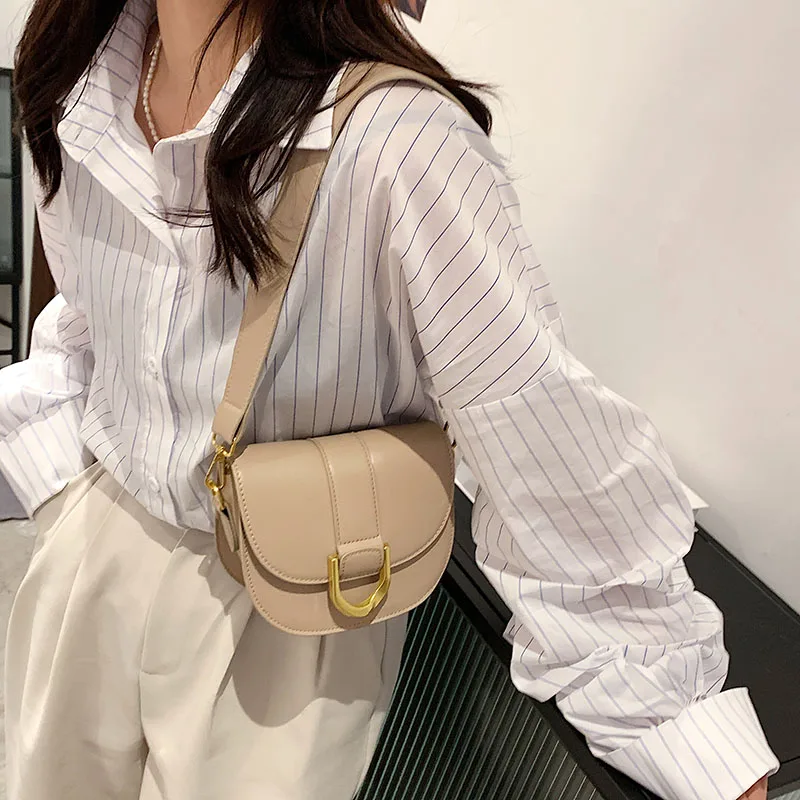 Bolsa de Couro do Plutônio do Vintage para as Mulheres Simples Sólida Ombro Mensageiro Bolsa Feminina Semicircular Aleta Crossbody Bolsas Cor