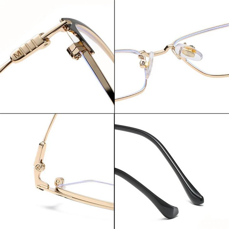 

Stainless Steel Square Computer Optical Glasses Frame Men Vintage Metal Minus Lens Prescription Eyeglasses 0 -0.5 -0.75 To -6.0