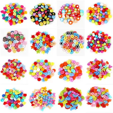 Пуговицы пластиковые для скрапбукинга, разные цвета, 19 видов стилей, 50 шт., Мультяшные кнопки