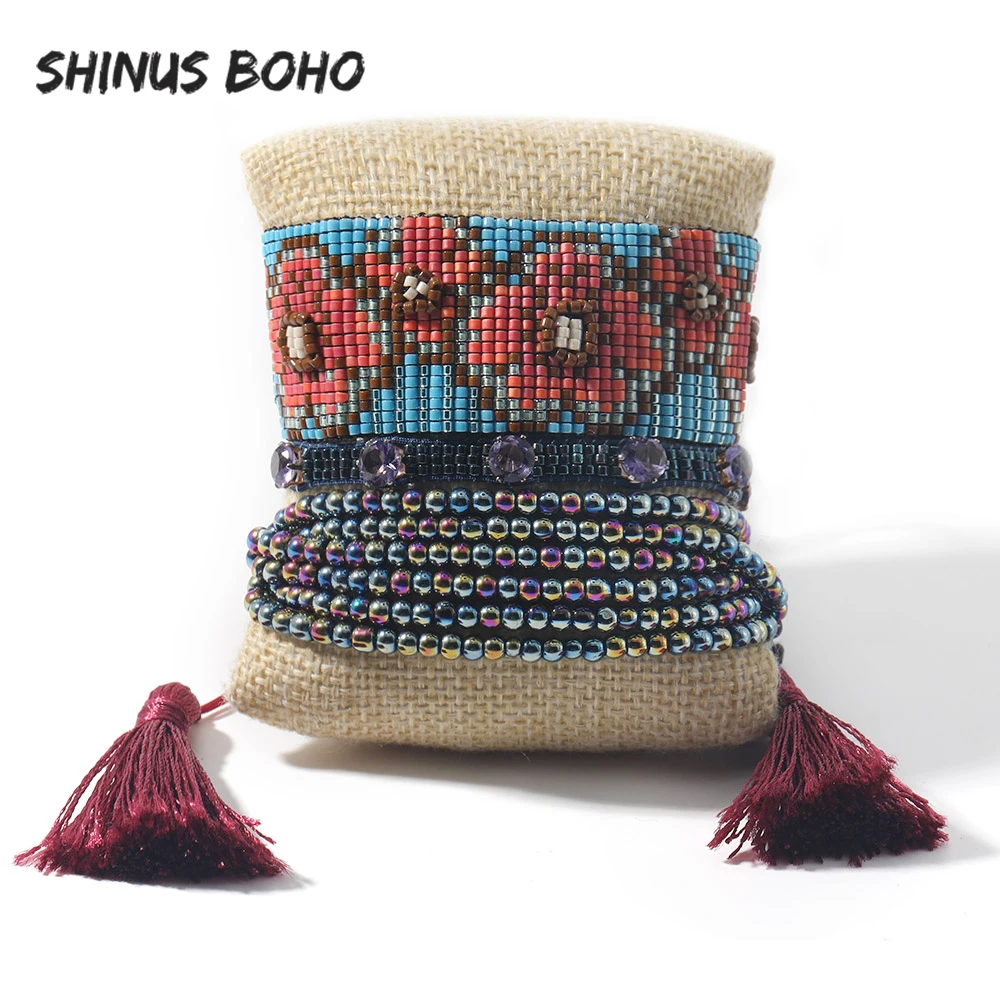 Браслеты манжеты SHINUSBOHO женские ювелирные украшения в стиле бохо с 3D цветами