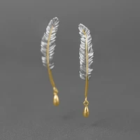 inature 925 sterling silver vintage feather stud earrings for women jewelry gifts