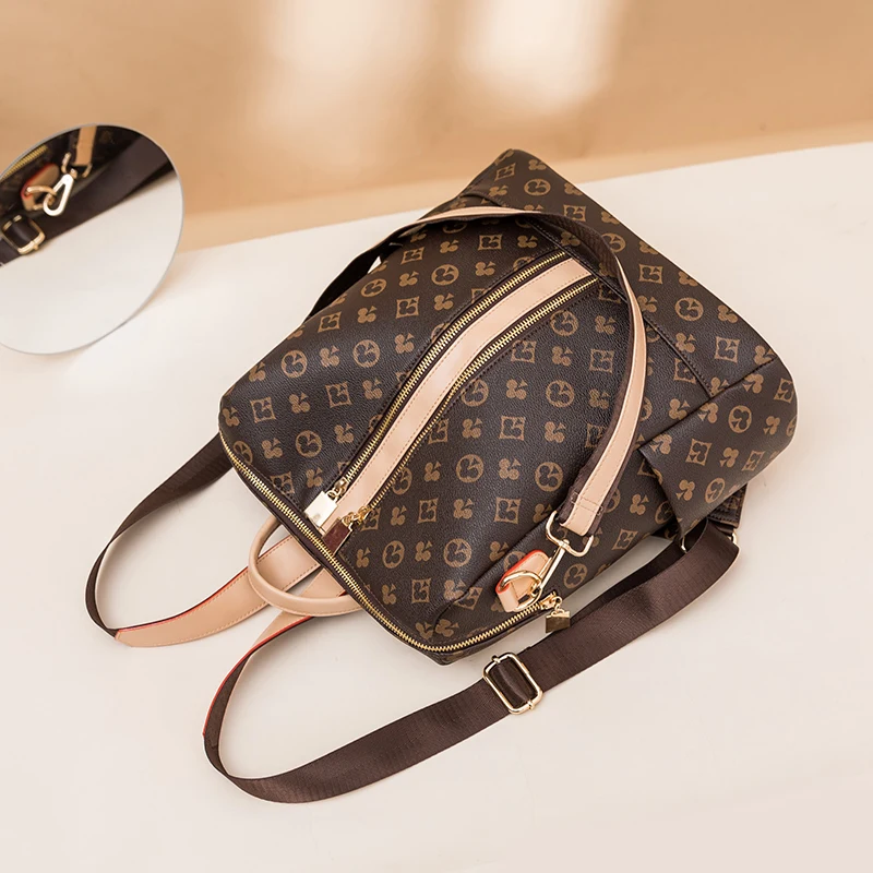 

Backpack Women's Fashion Trendy Brand Travel Bag Senior Anti-theft Soft Leather Backpack Large Capacity Student School Bag