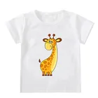 Летняя модная футболка для мальчиков и девочек Милая футболка с рисунком жирафа детская одежда с короткими рукавами, футболки для От 1 до 12 лет