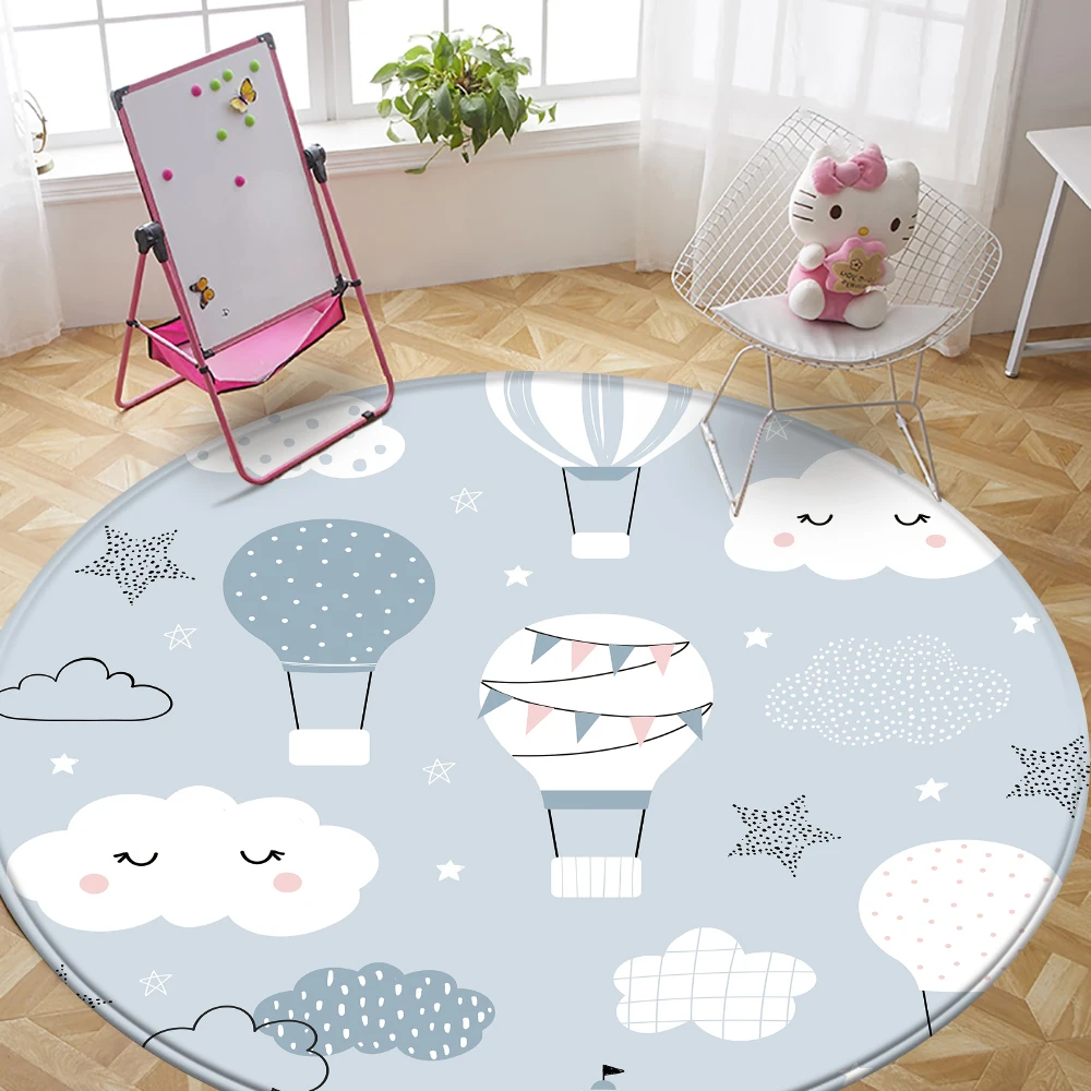 Мультяшный напольный нескользящий фланелевый ковер с рисунком облаков для