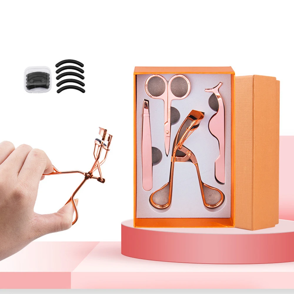 

High Quality Eyelash Curler Set Clip Eyebrow Pliers Scissors False Eyelashes Lady Lash Nature Curl Cosmetic Beauty Makeup Tool