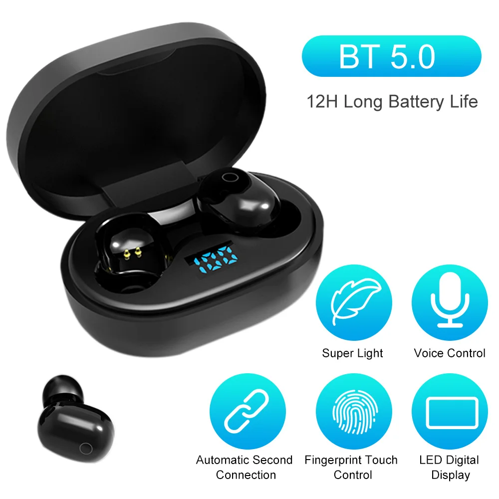 TWS-F2 Bluetooth 5.0 TWS Earphones HiFi Wireless Sports Earbuds Stereo With Microphone Headset For Airdots Xiaomi Redmi Umidigi |