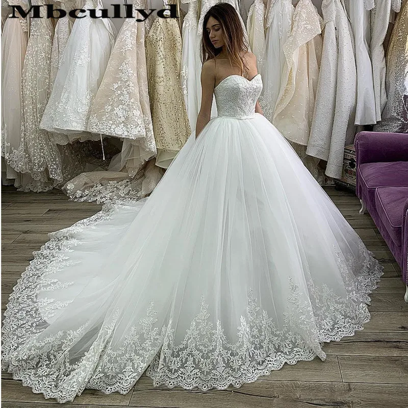 Элегантное бальное платье Mbcullyd свадебное с аппликацией кружевные Длинные Пышные