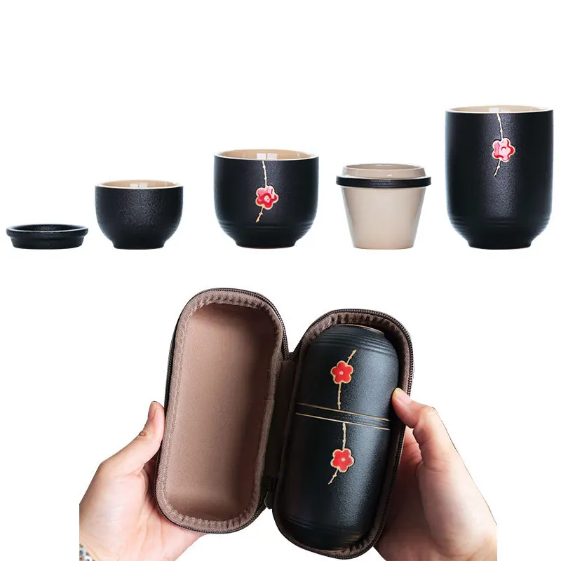 Портативный черный керамический концентрический стакан сливы путешествия Экспресс один горшок, три чашки с керамическим фильтром офисные ... от AliExpress RU&CIS NEW