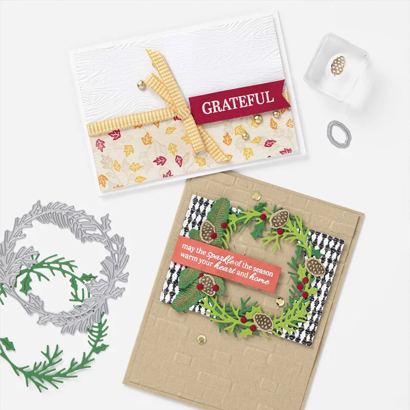 2 шт./лот рождественские сезоны Хэллоуин 2021 штампов и Имбирные белки Pinecone Holly