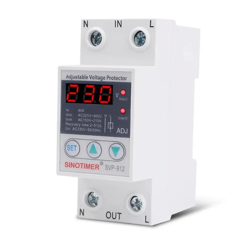 230VAC 50/60Hz 40A/63A SVP-916 Регулируемая Защита от скачков напряжения реле ограничение тока защита - Цвет: 63A  Style3