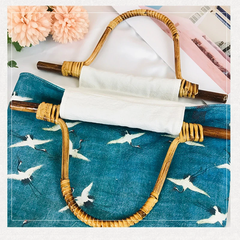 Льняная женская сумка с рисунком Журавля Бамбуковая через плечо для студентов