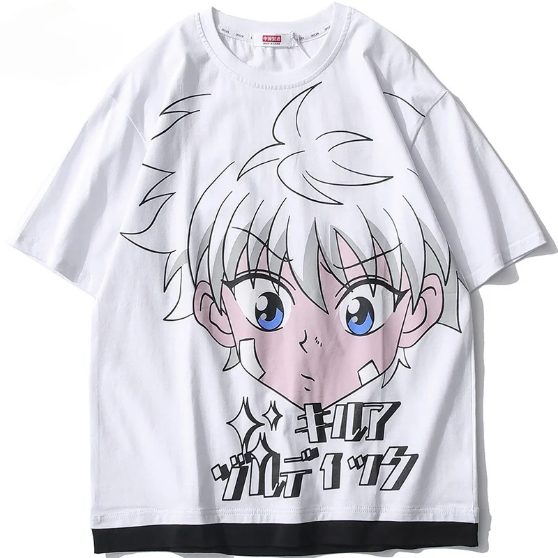 

T-shirt Men Japanese Anime Boy Kanji Printed Casual Streetwear Summer Fashion Harajuku College Style Tops Men Clothing