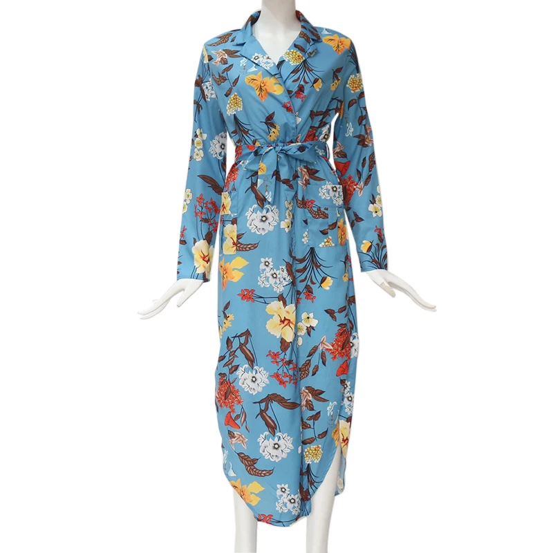 Style A-02 Пикантное Длинное Платье женское пляжное шифоновое платье с длинным рукавом и принтом, повседневное Элегантное летнее вечернее платье с оборками - Цвет: Style A-02