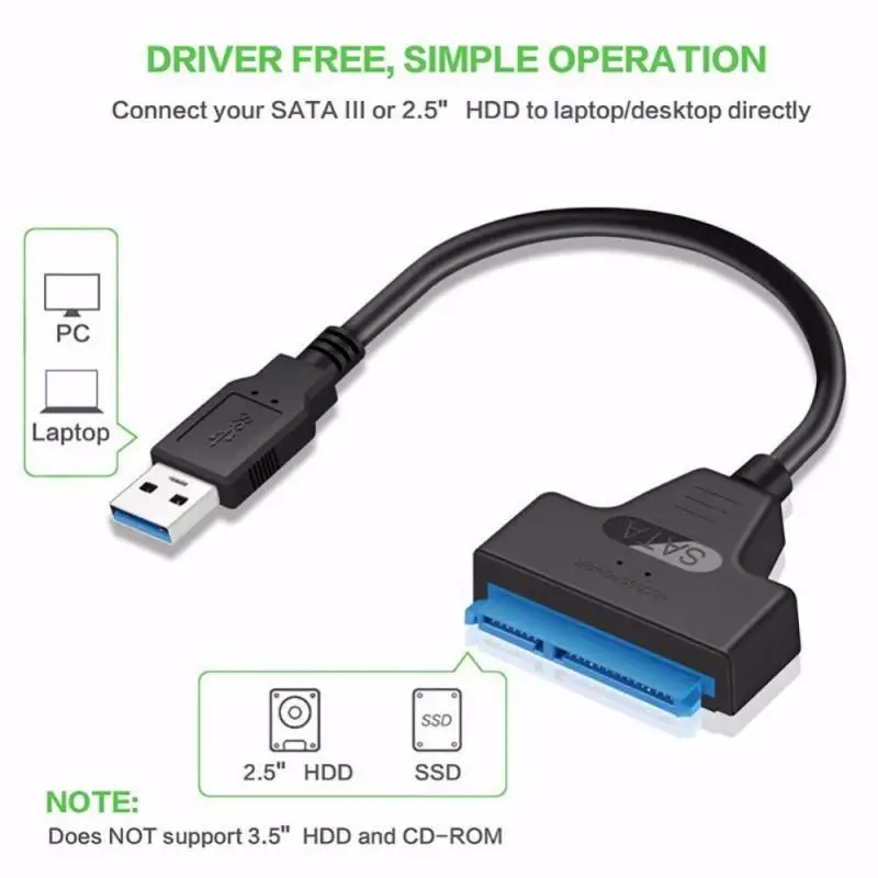 

New USB 3.0 To 2.5" SATA III Hard Drive Adapter Cable/UASP -SATA To USB3.0 Converter Laptop Hard Disk Drive SSD Adapter Cable