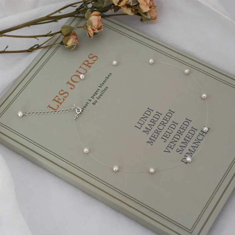 Женское ожерелье из серебра 925 пробы с натуральным пресноводным жемчугом