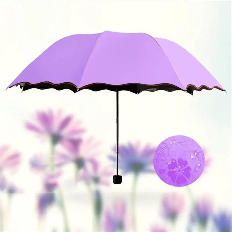 purple 6 цветов, анти-УФ, водонепроницаемый, портативный, для путешествий, Цветочный зонтик, модный, складной зонтик, для дождя, для женщин, подарок, для мужчин, мини карманный зонтик - Цвет: purple