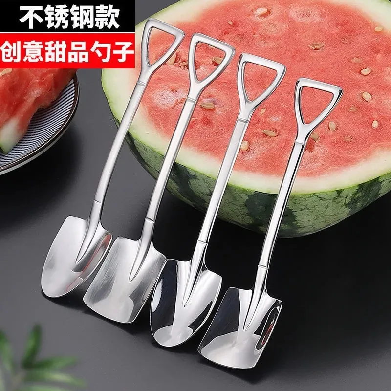 

2/4PCS Coffee Spoon Cutlery Set Stainless Steel Retro Iron Shovel Ice Cream Spoon Scoop Creative Spoon tea-spoon Tableware