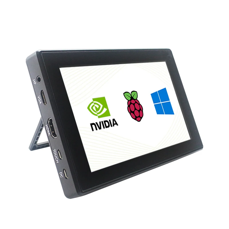 Raspberry Pi 7 Inch LCD 1024 x 600 IPS Capacitive Touch Screen with Case Holder OSD Menu for Windows Jetson Nano Pi 4B 3B+ 3B