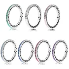 Аутентичное женское серебряное кольцо с блестящими сердечками, кольцо с красочной эмалью для женщин, подарок на день рождения, ювелирные изделия pandora