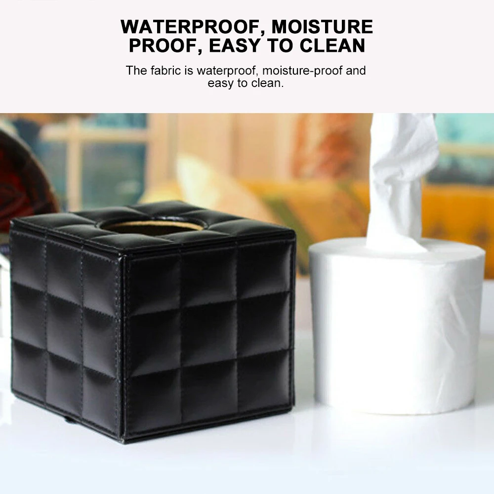 Чехол футляр для бумажных салфеток водонепроницаемый черный кожаный держатель