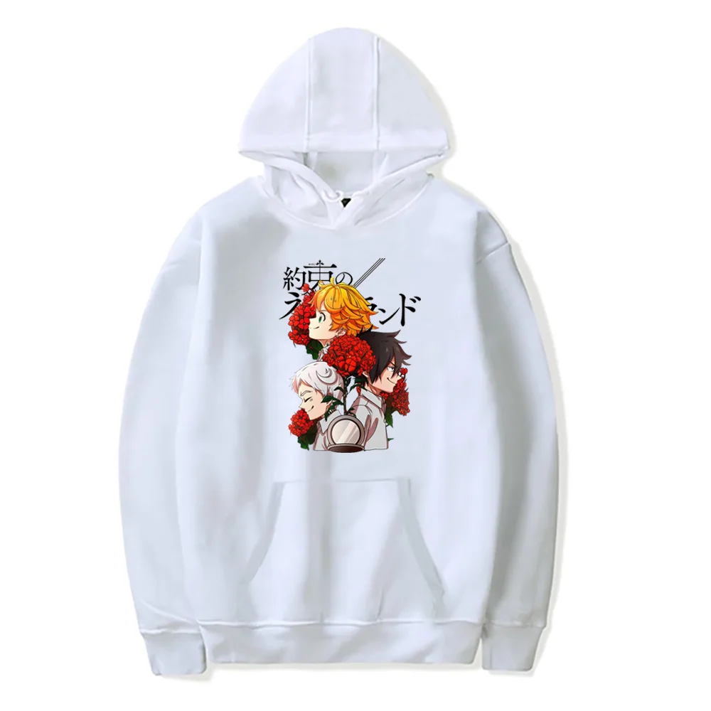 Funny the Promised Neverland Hoodies Men Kawaii Fashion Harajuku Winter Warm Streetwear Graphic Sweatshirts Male