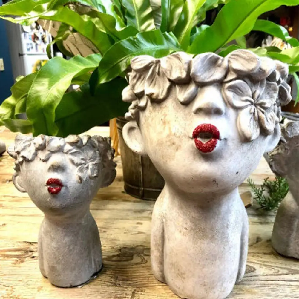 

Flower Pot Abstract Handmade Resin Human Head Vase for Home