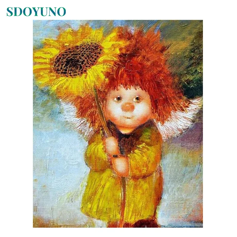 Набор для рисования по номерам на холсте Ангел 40 х50 см | Дом и сад