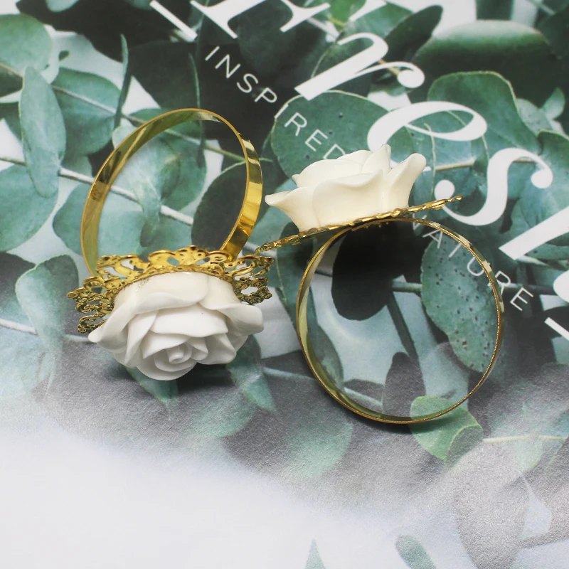 4/6 шт./набор кольцо для салфеток вечерние белая роза сделай сам Золотое ручной