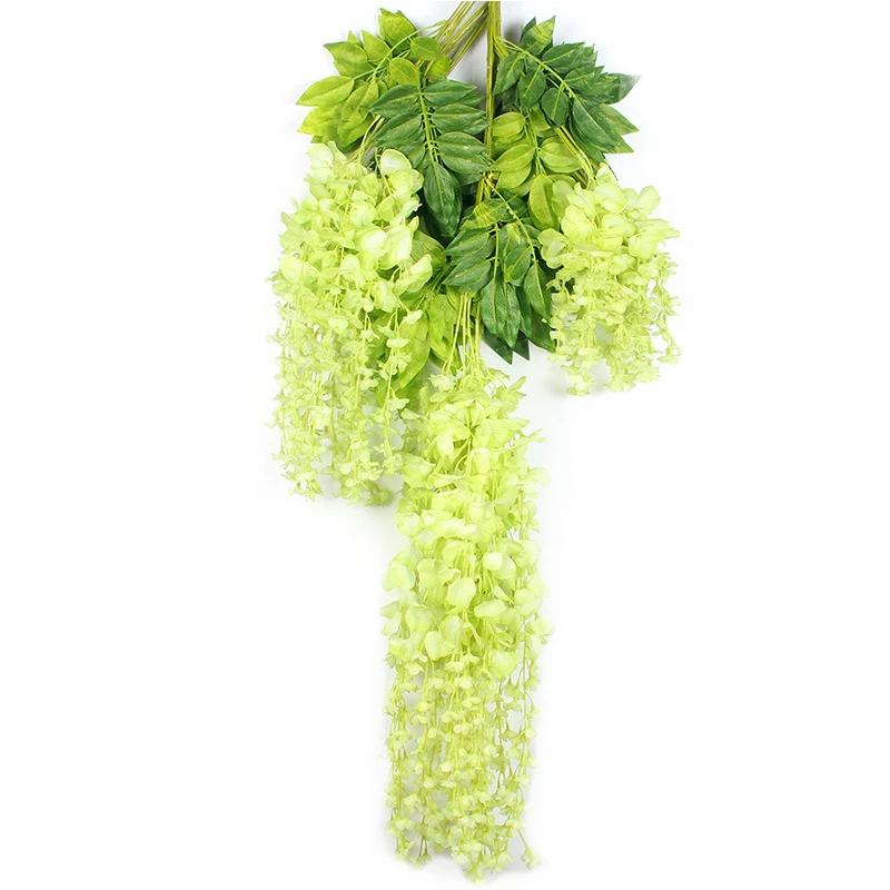 

12 sticks Wedding Decor Artificial Silk Wisteria Flower Vines Hanging Rattan Bride Flowers Garland For Home Garden Hotel