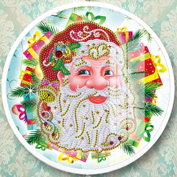 

Алмазная живопись, новый продукт с рамкой, круглые рамки, "сделай сам", бриллиантовые фотонаборы, Рождество, Санта-мен YKH44