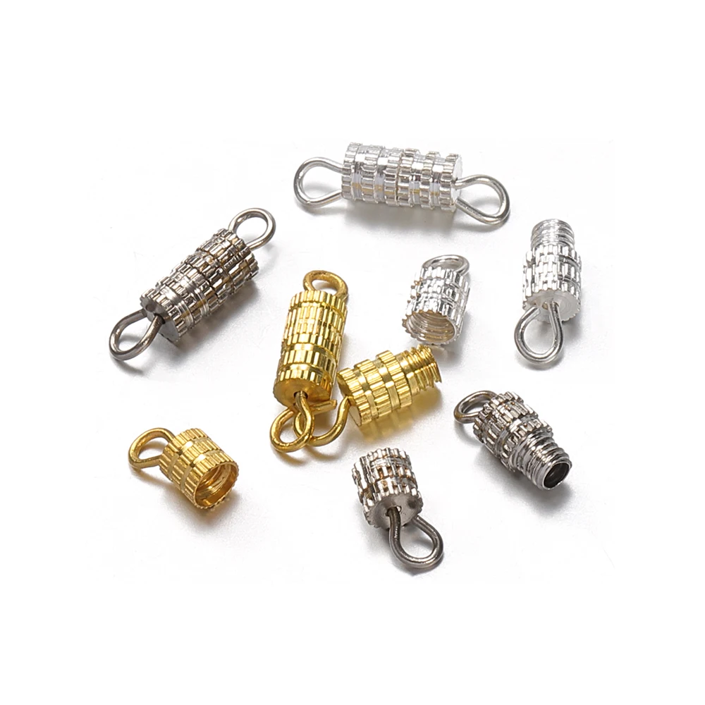 

20/40pcs Cylinder Fasteners Buckles Closed Beading End Clasp Screw Clasps For DIY Bracelet Necklace Connectors Jewelry Making