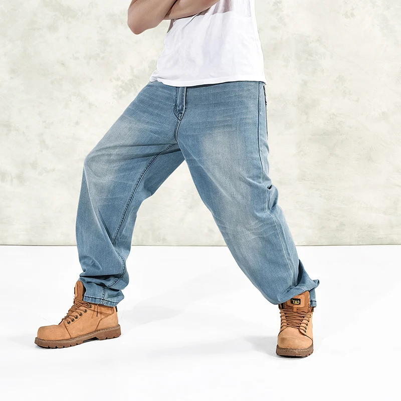 

46 Plus Size 2021 New Summer High Quality Men's Baggy Male Casual Denim Straight Pants Fashion Loose Jeans Trousers Streetwear