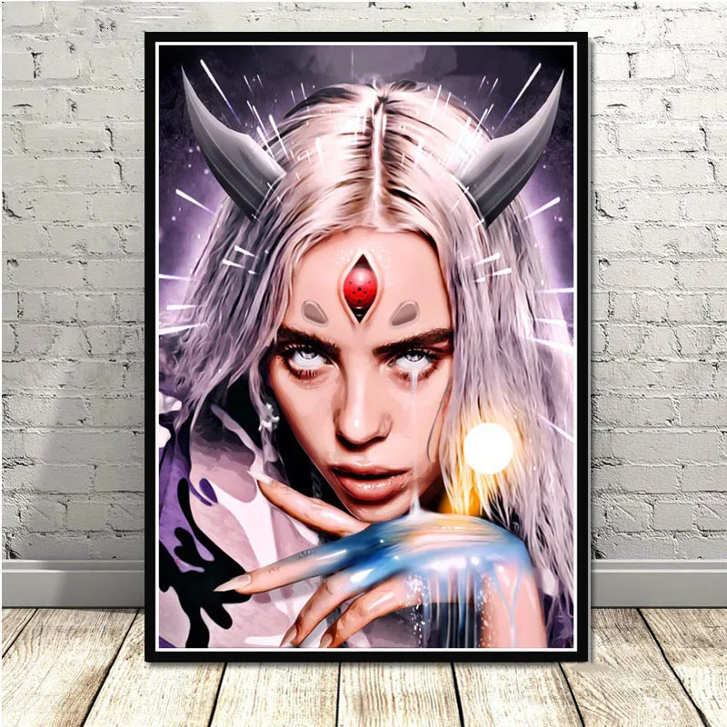 Горячая Billie Eilish музыкальная певица поп-звезда плакаты и принты картины на стене холст живопись декоративная домашний декор Куадрос - Цвет: 15
