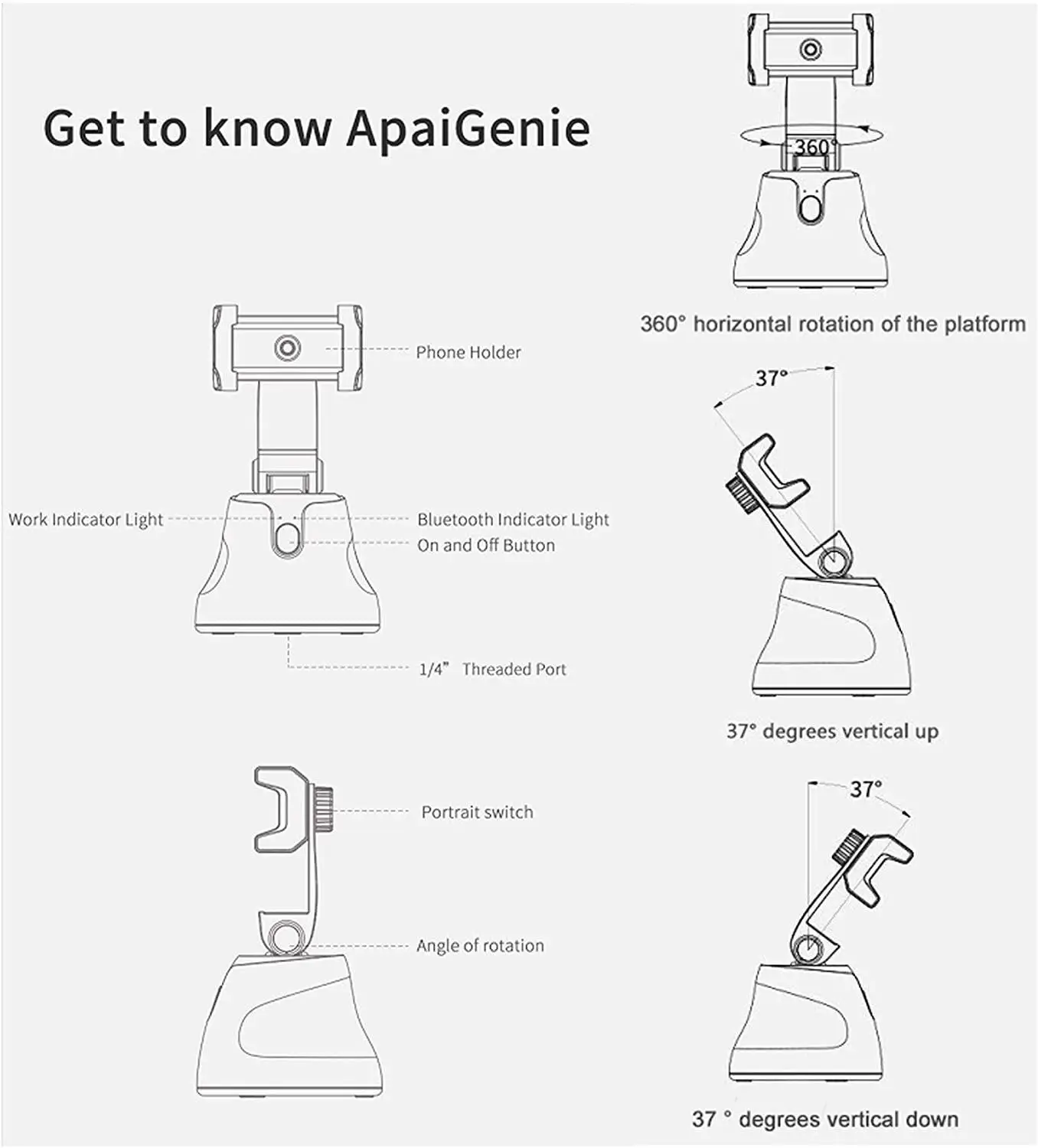 

Apai Genie Smartphone Selfie Shooting Gimbal Object Auto Tracking Phone Holder Selfie Stick for Tiktok Vlog Live Video Youtube