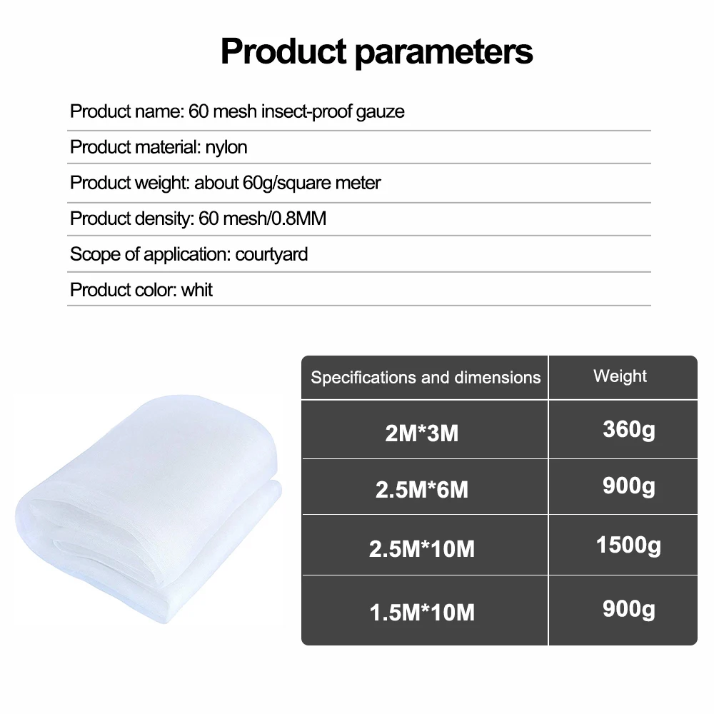 

60 Mesh Greenhouse Protective Net Nylon Insect-Proof Net Fruit And Vegetable Plant Care Net Protection Net Garden Pest Control