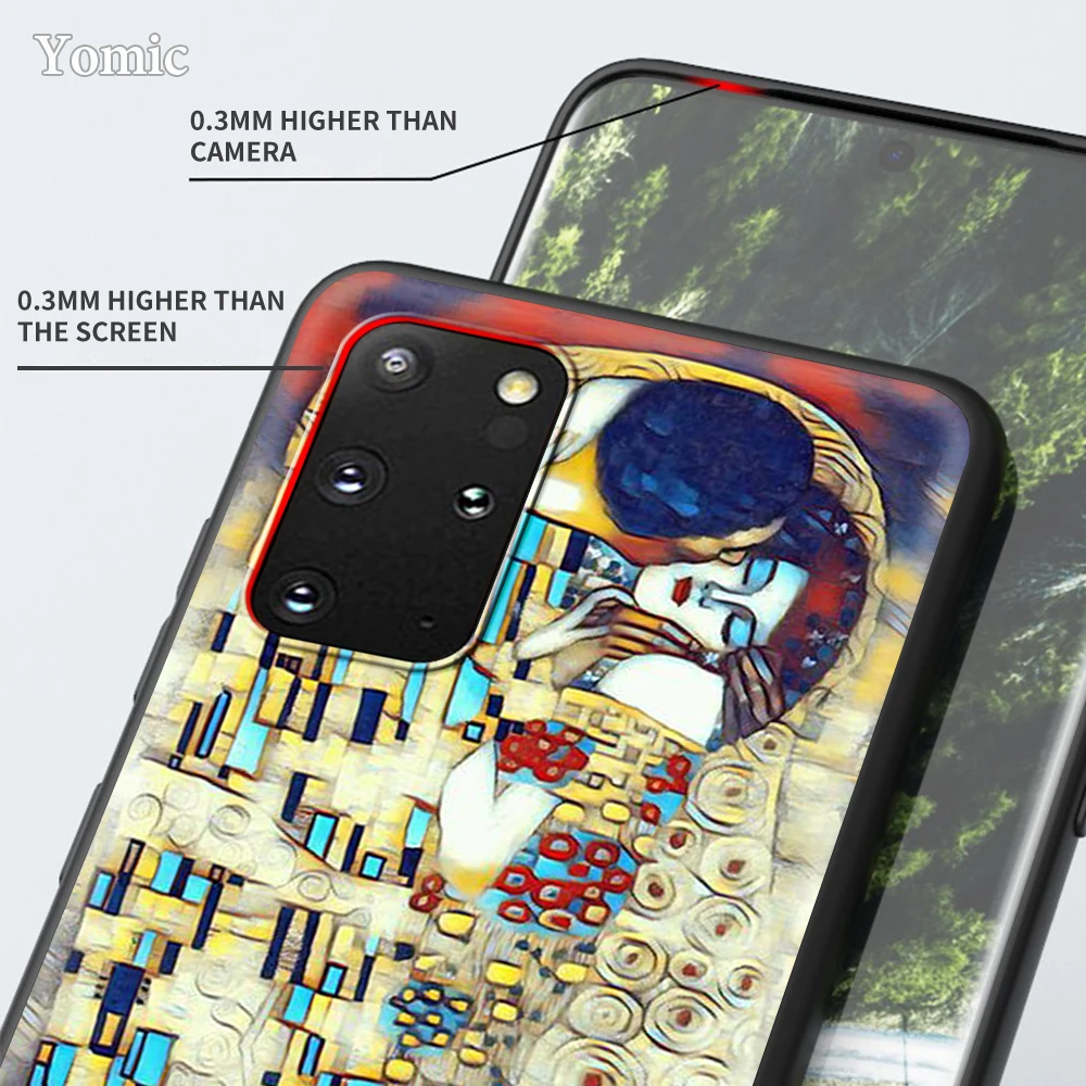 Gustav Klimt Kiss Art Case For Samsung Galaxy S21 Ultra A51 A71 A52 A72 5G S20 FE A50 A70 A41 A31 A30 A21s TPU Black Phone Cover