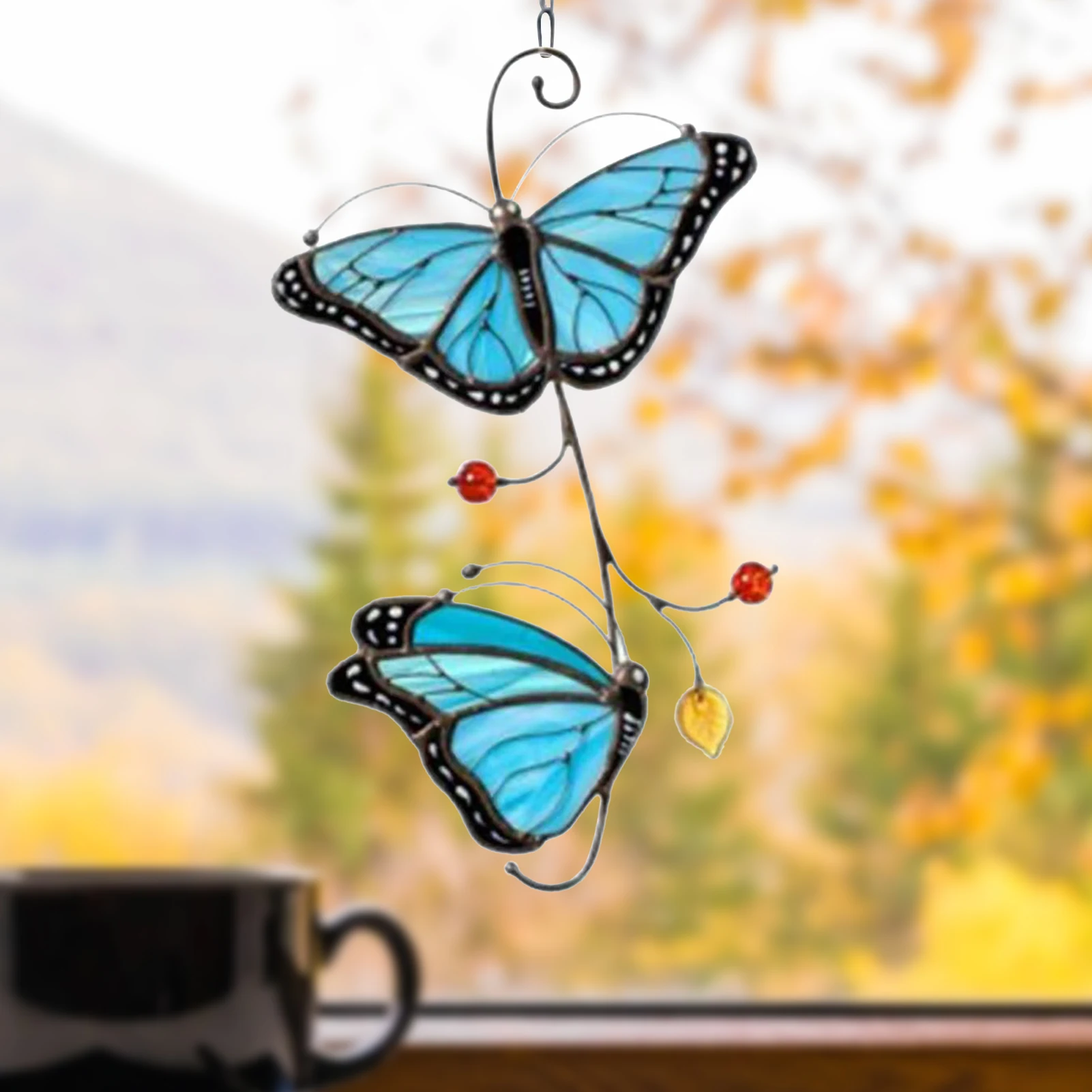 

Моделирование голубая бабочка подвеска фоновая фотография в стиле ретро оконная подвеска с украшением в виде бабочки украшения подоконник...