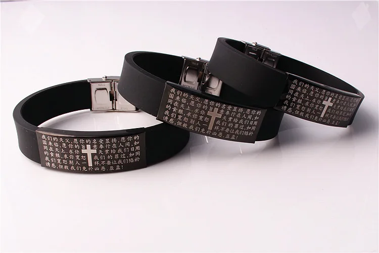 Мужской силиконовый браслет из нержавеющей стали в европейском и американском