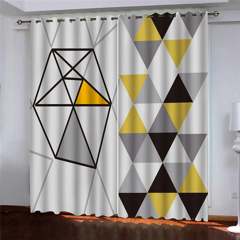 Светонепроницаемые шторы для гостиной спальни современные короткие графические