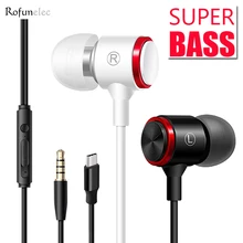 Wired Earphones Heavy Bass Metal Earbuds Sports Inear Headset 3.5mm Type-C Noise Cancel Mic For MP3 Xiaomi Samsung Huawei Pad