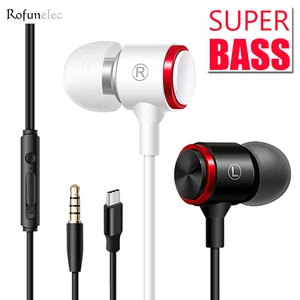 wired earphones heavy bass metal earbuds sports inear headset 3 5mm type c noise cancel mic for mp3 xiaomi samsung huawei pad free global shipping